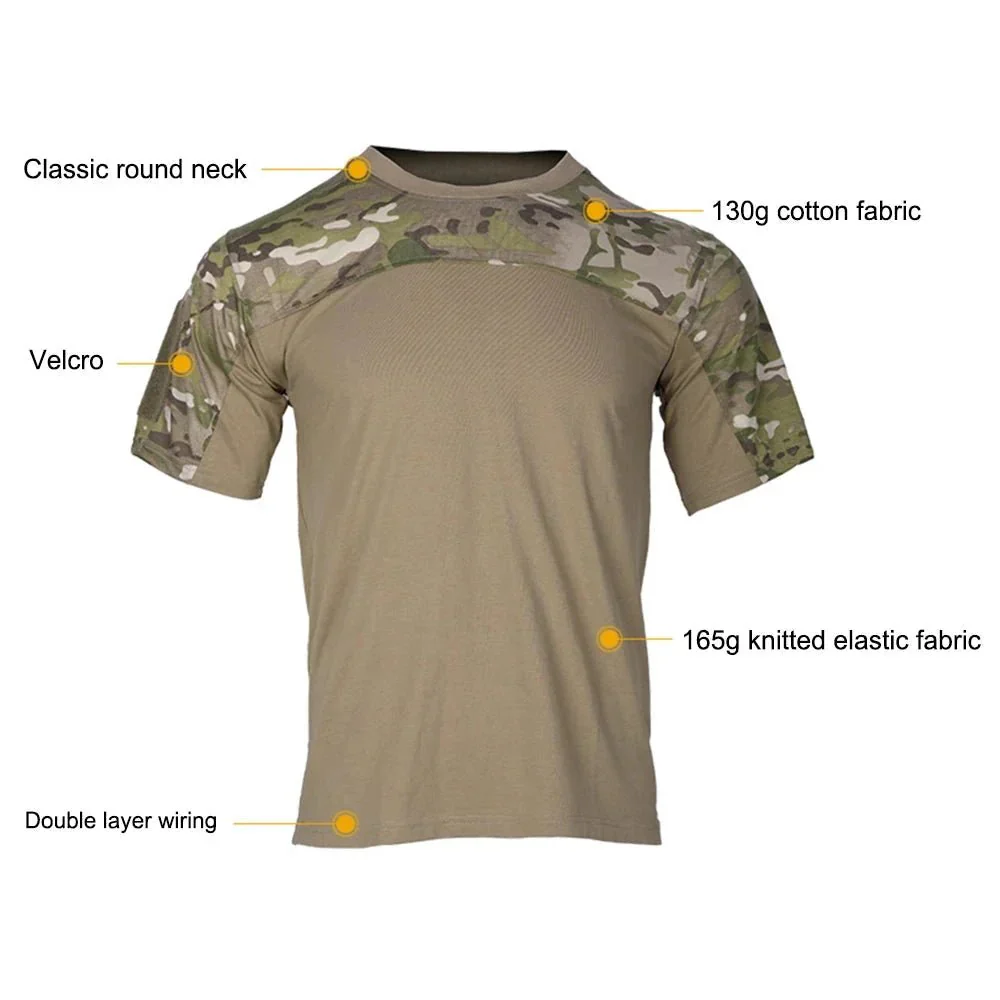 Mens Camouflage Shirts Tees Tactical Combat Shirt Hunting Clothes Tops Workout Clothing Outdoor Breathable Camo T Shirt - Image 3