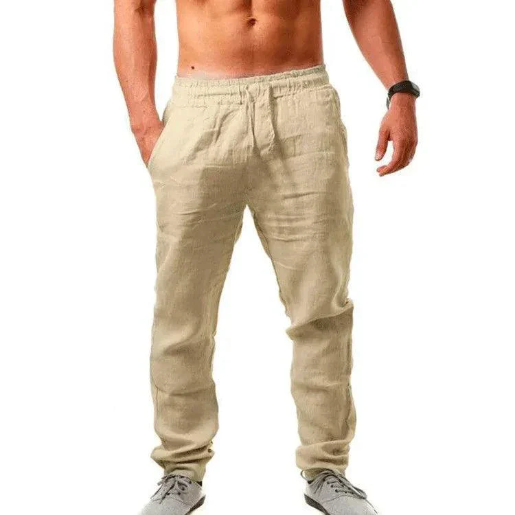 Men's Casual Cotton Linen Elastic Waist Pants with Streetwear Style - Image 7