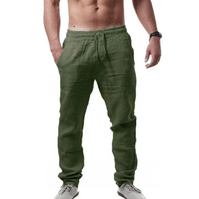 Men's Casual Cotton Linen Elastic Waist Pants with Streetwear Style - Image 9