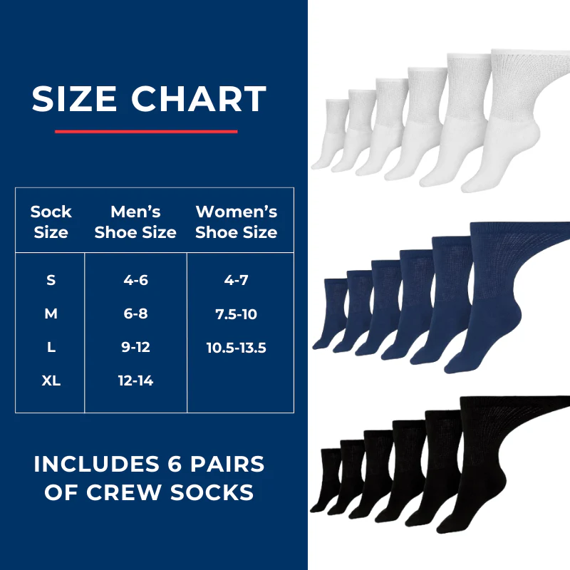 Men's Cotton Diabetic Crew Socks (6 Pair) - Image 11