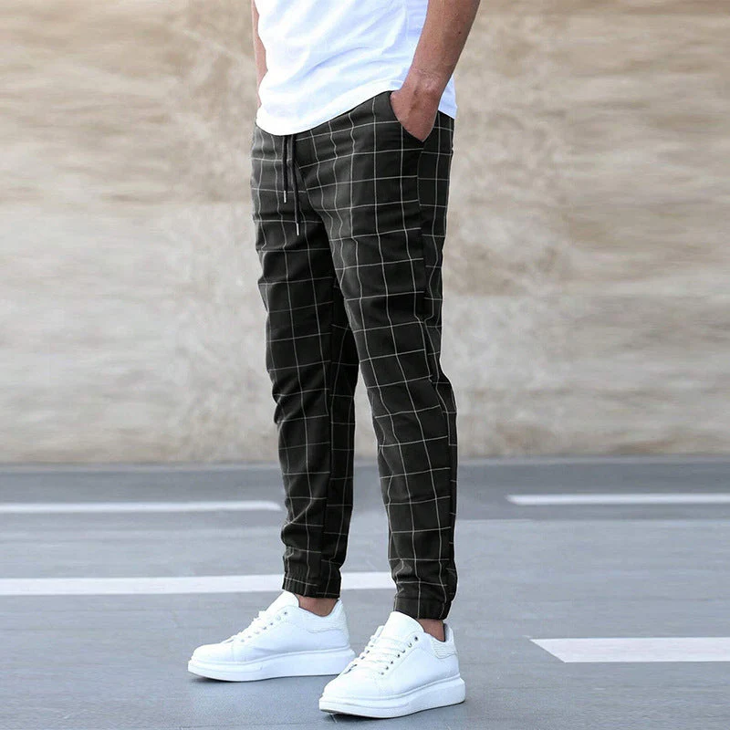 🧵 Men's Fashion Plaid Print Drawstring Trousers - Image 2