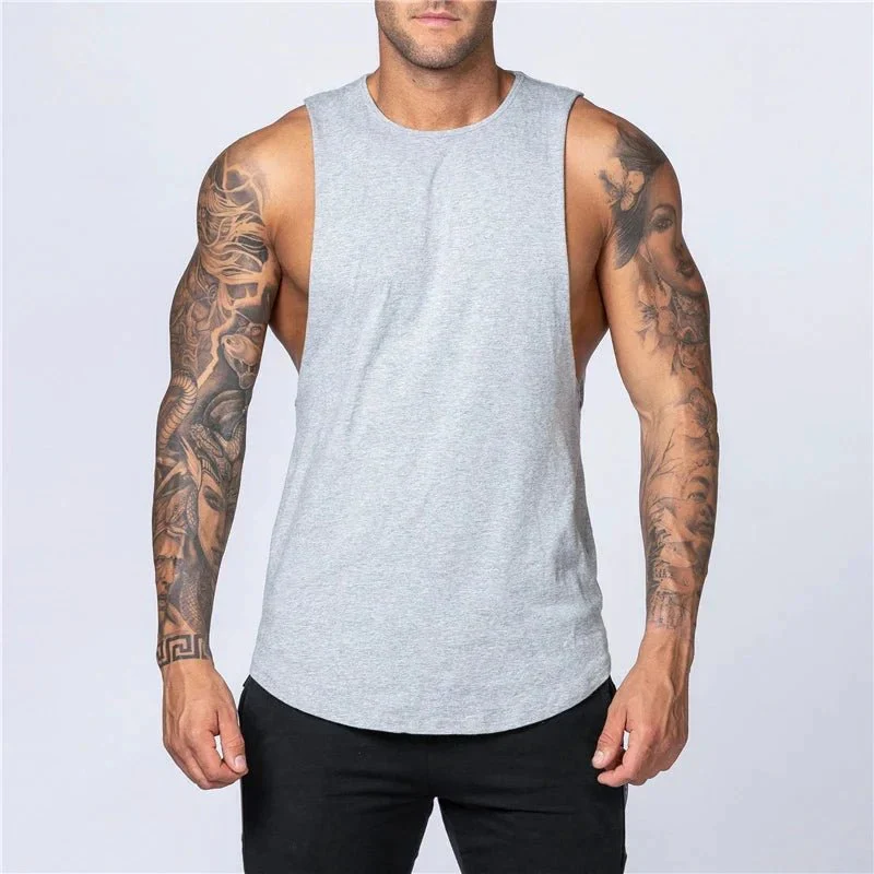 Men's Gym Clothing Summer Fitness Cotton Tank Top Men Jogging Bodybuilding Sleeveless Shirt Breathable O-Neck Casual Muscle Vest - Image 23