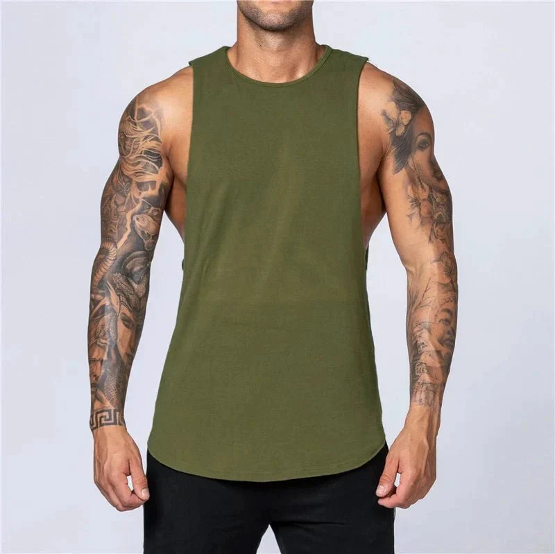 Men's Gym Clothing Summer Fitness Cotton Tank Top Men Jogging Bodybuilding Sleeveless Shirt Breathable O-Neck Casual Muscle Vest - Image 25