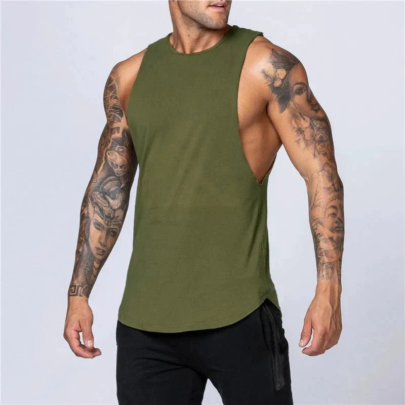 Men's Gym Clothing Summer Fitness Cotton Tank Top Men Jogging Bodybuilding Sleeveless Shirt Breathable O-Neck Casual Muscle Vest - Image 4