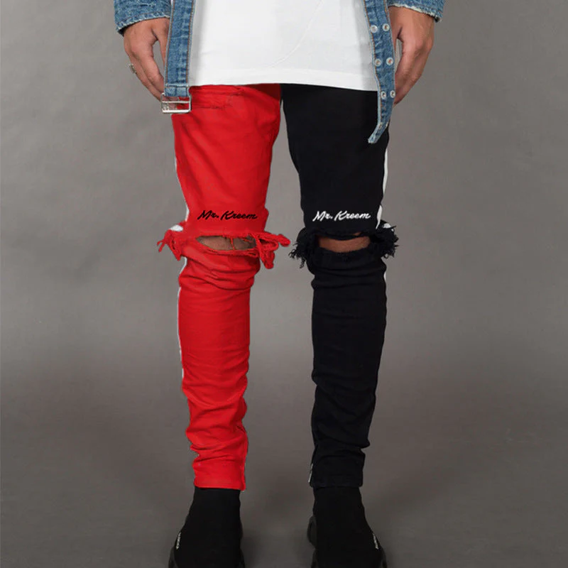 Men's Jeans Ripped Personality Fashion Stretch Slim Straight Leg Pants - Image 6