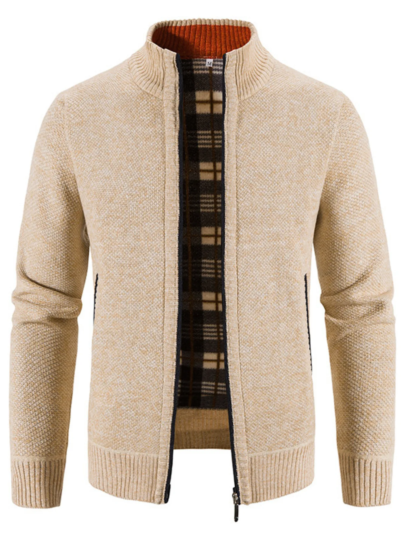 Men's Plus Size Zip-Up Long Sleeve Cardigan - Image 4
