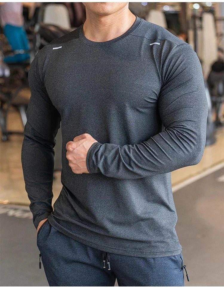 Men's Sports Fitness Long Sleeve Outdoor Badminton Quick Dry Training Shirt Casual Thin Running Top Bodybuilding Sportswear - Image 10