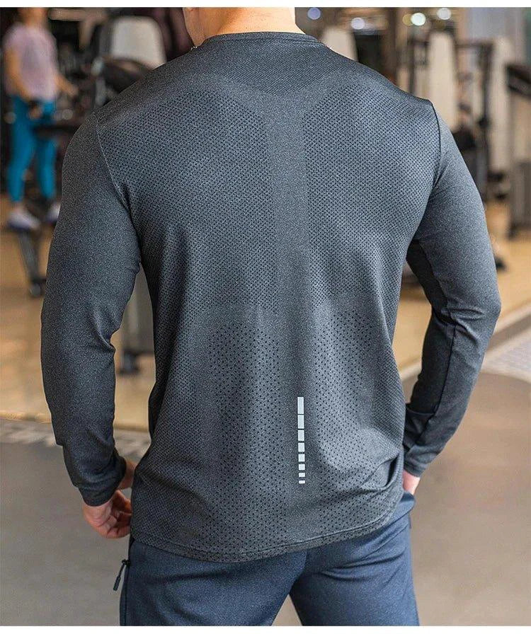 Men's Sports Fitness Long Sleeve Outdoor Badminton Quick Dry Training Shirt Casual Thin Running Top Bodybuilding Sportswear - Image 11