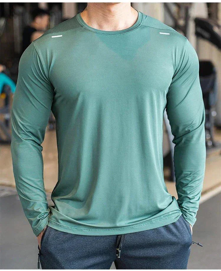 Men's Sports Fitness Long Sleeve Outdoor Badminton Quick Dry Training Shirt Casual Thin Running Top Bodybuilding Sportswear - Image 12