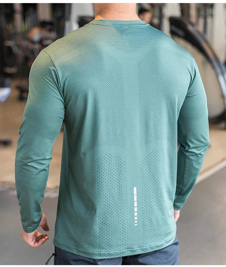 Men's Sports Fitness Long Sleeve Outdoor Badminton Quick Dry Training Shirt Casual Thin Running Top Bodybuilding Sportswear - Image 13