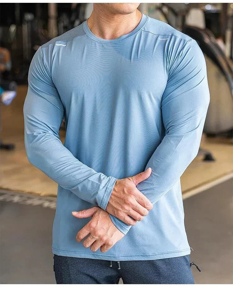 Men's Sports Fitness Long Sleeve Outdoor Badminton Quick Dry Training Shirt Casual Thin Running Top Bodybuilding Sportswear - Image 15
