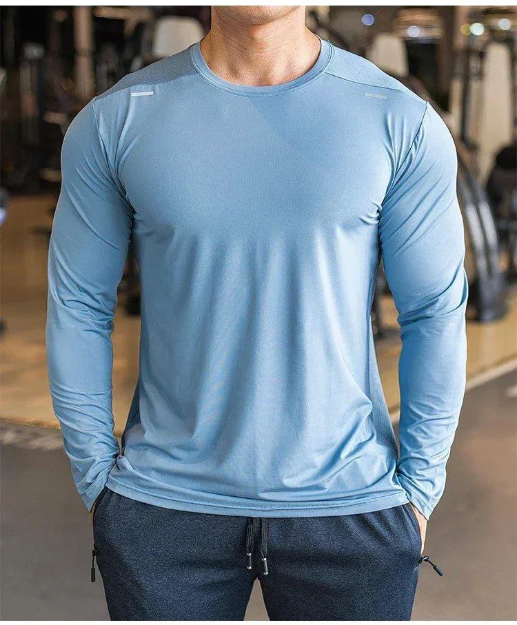 Men's Sports Fitness Long Sleeve Outdoor Badminton Quick Dry Training Shirt Casual Thin Running Top Bodybuilding Sportswear - Image 17