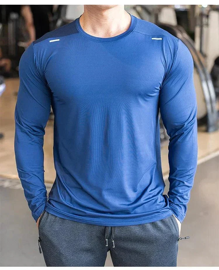 Men's Sports Fitness Long Sleeve Outdoor Badminton Quick Dry Training Shirt Casual Thin Running Top Bodybuilding Sportswear - Image 18