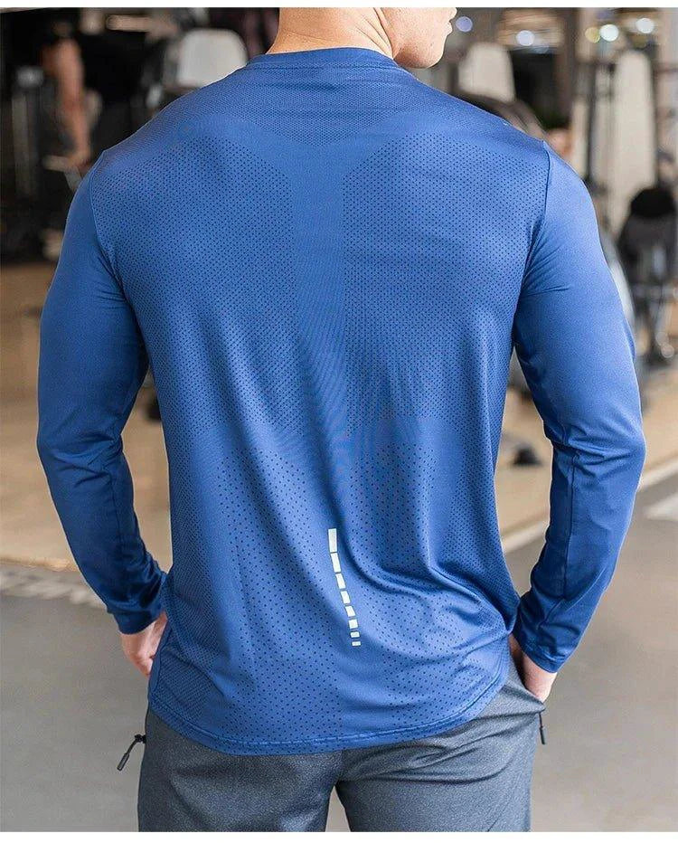 Men's Sports Fitness Long Sleeve Outdoor Badminton Quick Dry Training Shirt Casual Thin Running Top Bodybuilding Sportswear - Image 19