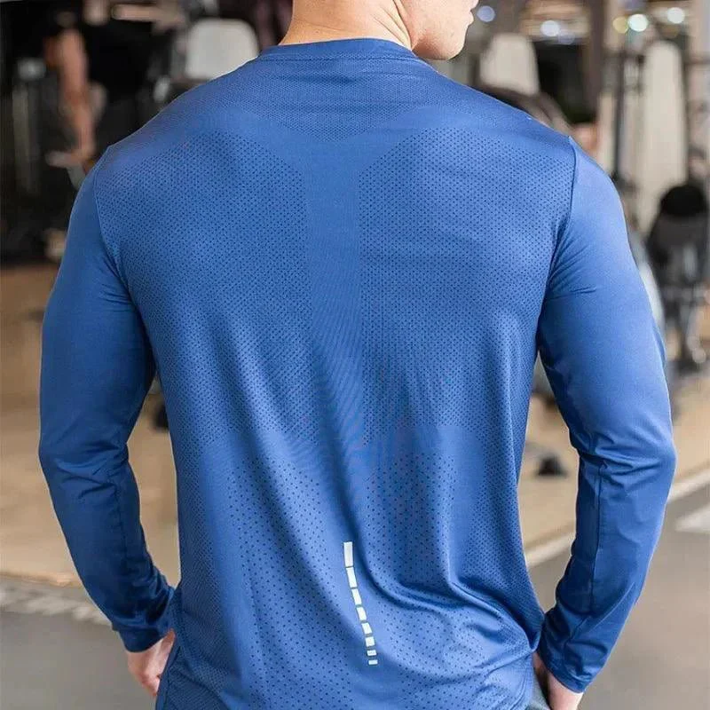 Men's Sports Fitness Long Sleeve Outdoor Badminton Quick Dry Training Shirt Casual Thin Running Top Bodybuilding Sportswear - Image 2