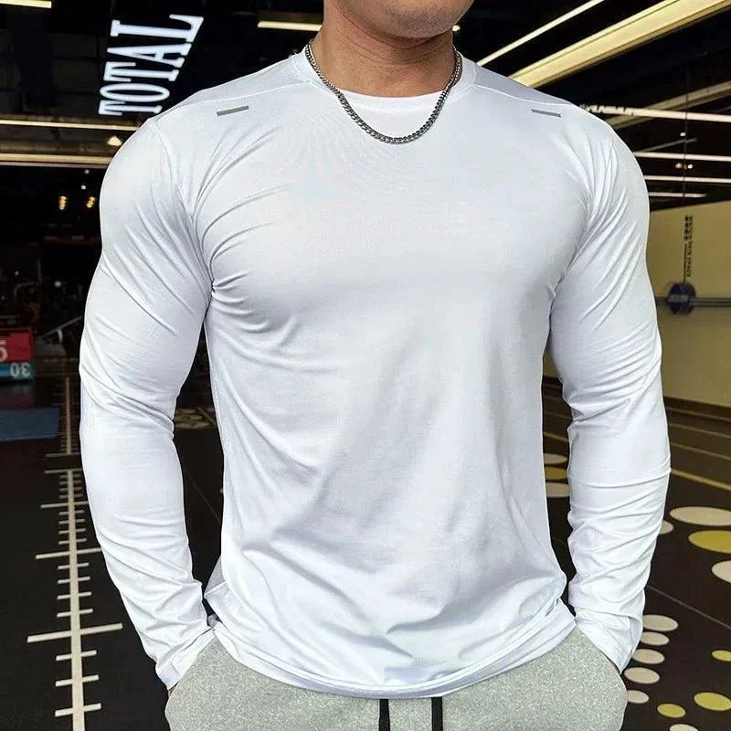 Men's Sports Fitness Long Sleeve Outdoor Badminton Quick Dry Training Shirt Casual Thin Running Top Bodybuilding Sportswear - Image 23