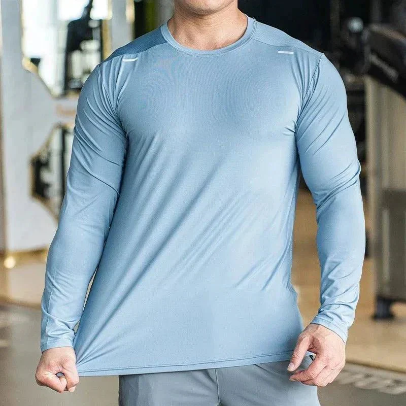Men's Sports Fitness Long Sleeve Outdoor Badminton Quick Dry Training Shirt Casual Thin Running Top Bodybuilding Sportswear - Image 26