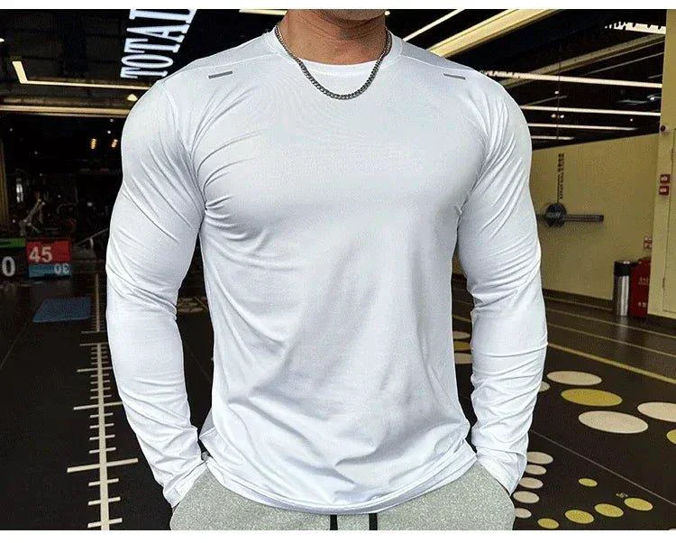 Men's Sports Fitness Long Sleeve Outdoor Badminton Quick Dry Training Shirt Casual Thin Running Top Bodybuilding Sportswear - Image 3