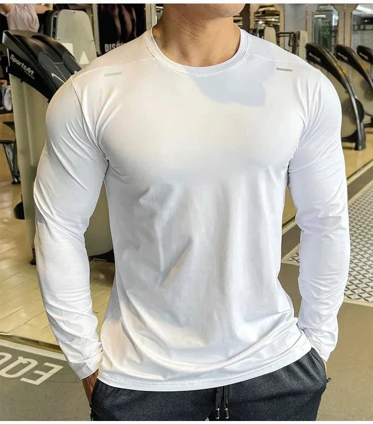 Men's Sports Fitness Long Sleeve Outdoor Badminton Quick Dry Training Shirt Casual Thin Running Top Bodybuilding Sportswear - Image 5