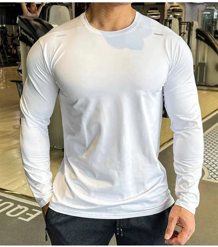 Men's Sports Fitness Long Sleeve Outdoor Badminton Quick Dry Training Shirt Casual Thin Running Top Bodybuilding Sportswear - Image 6