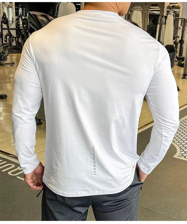 Men's Sports Fitness Long Sleeve Outdoor Badminton Quick Dry Training Shirt Casual Thin Running Top Bodybuilding Sportswear - Image 7