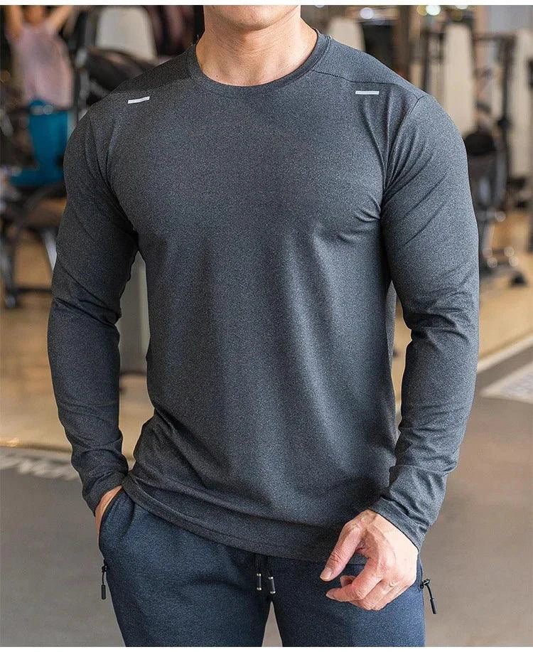 Men's Sports Fitness Long Sleeve Outdoor Badminton Quick Dry Training Shirt Casual Thin Running Top Bodybuilding Sportswear - Image 9