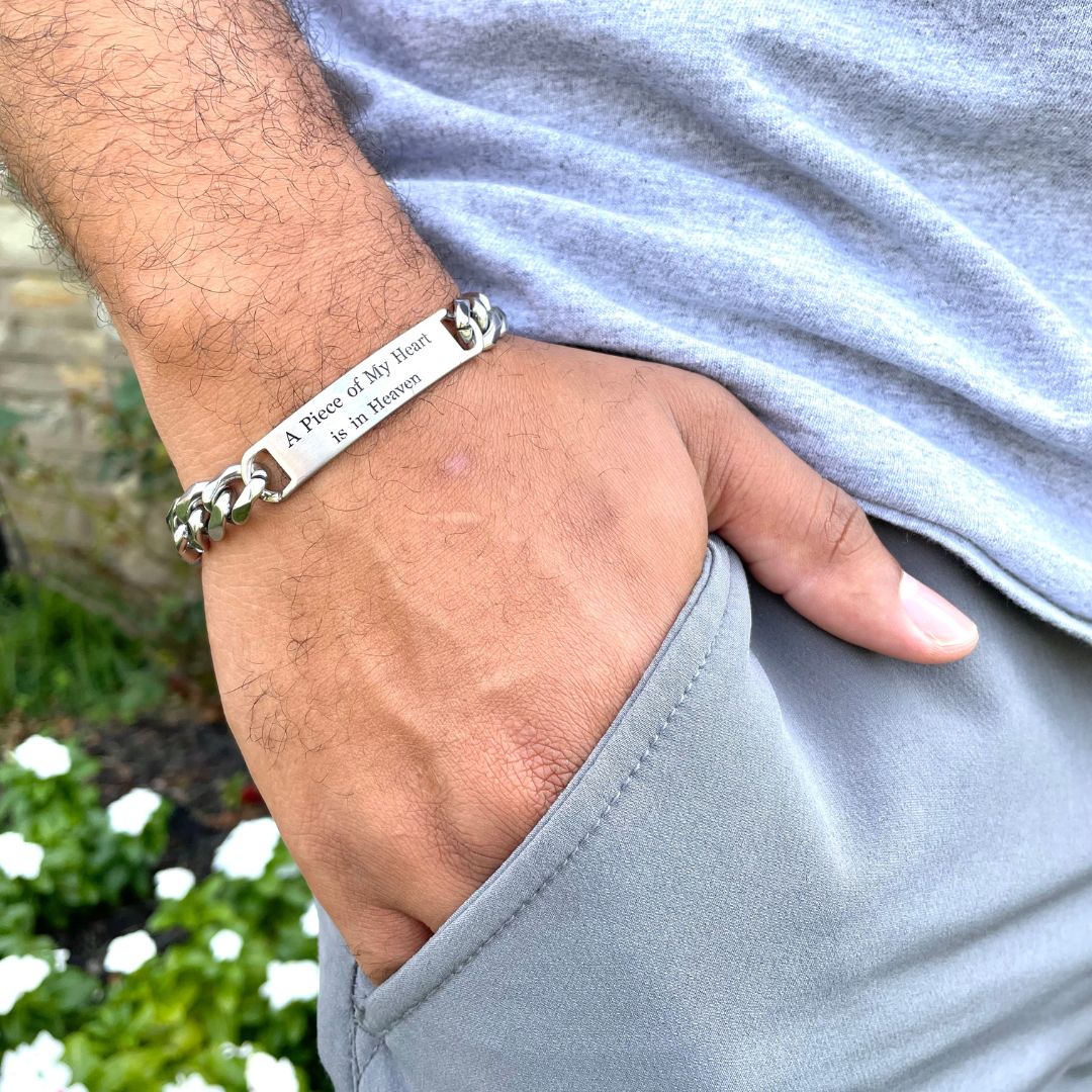 Men's Stainless Steel Piece of my Heart Bracelet - Image 2