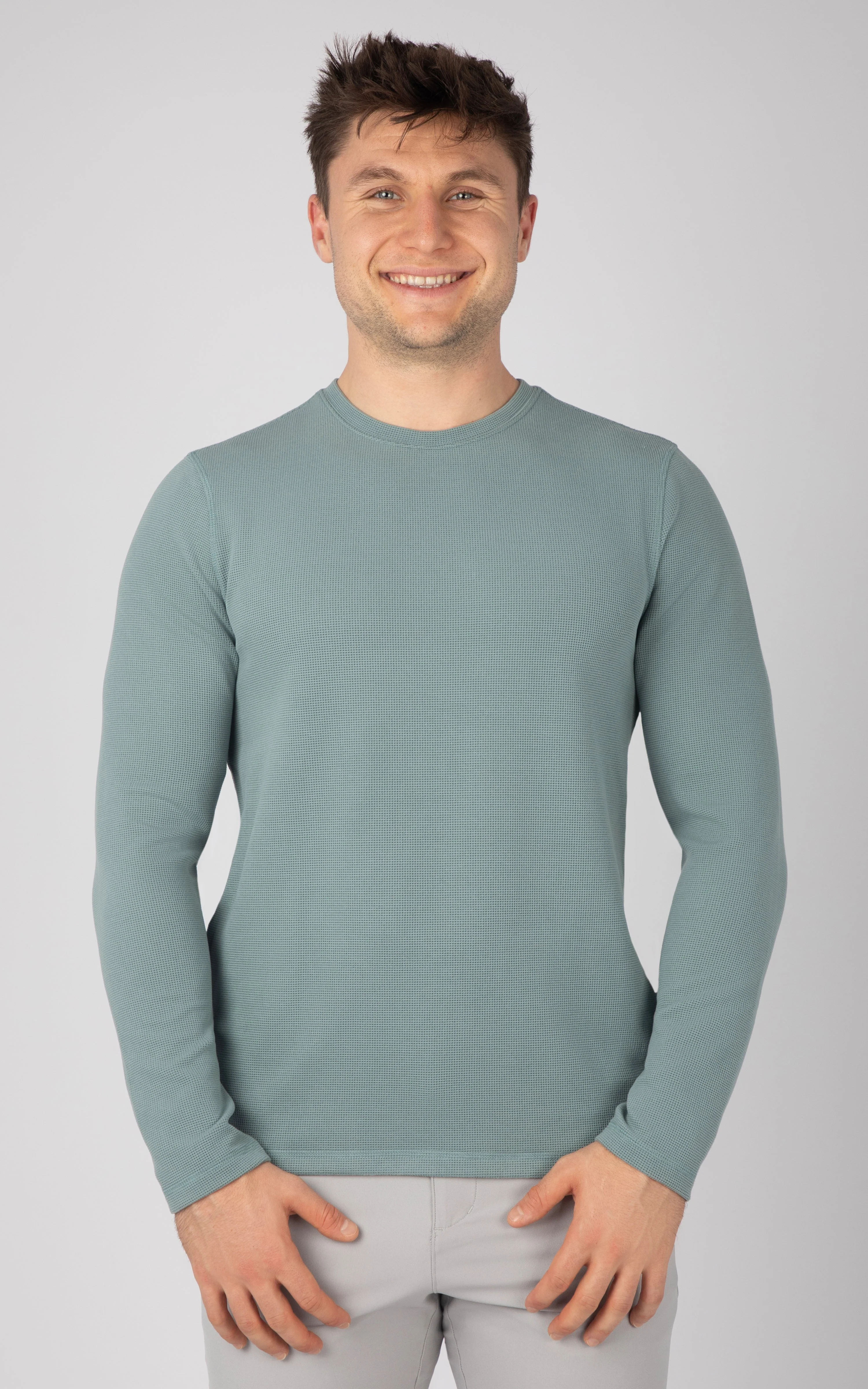 Mens Supreme Hyperlite Waffle Long Sleeve Crew Neck Shirt - Image 2