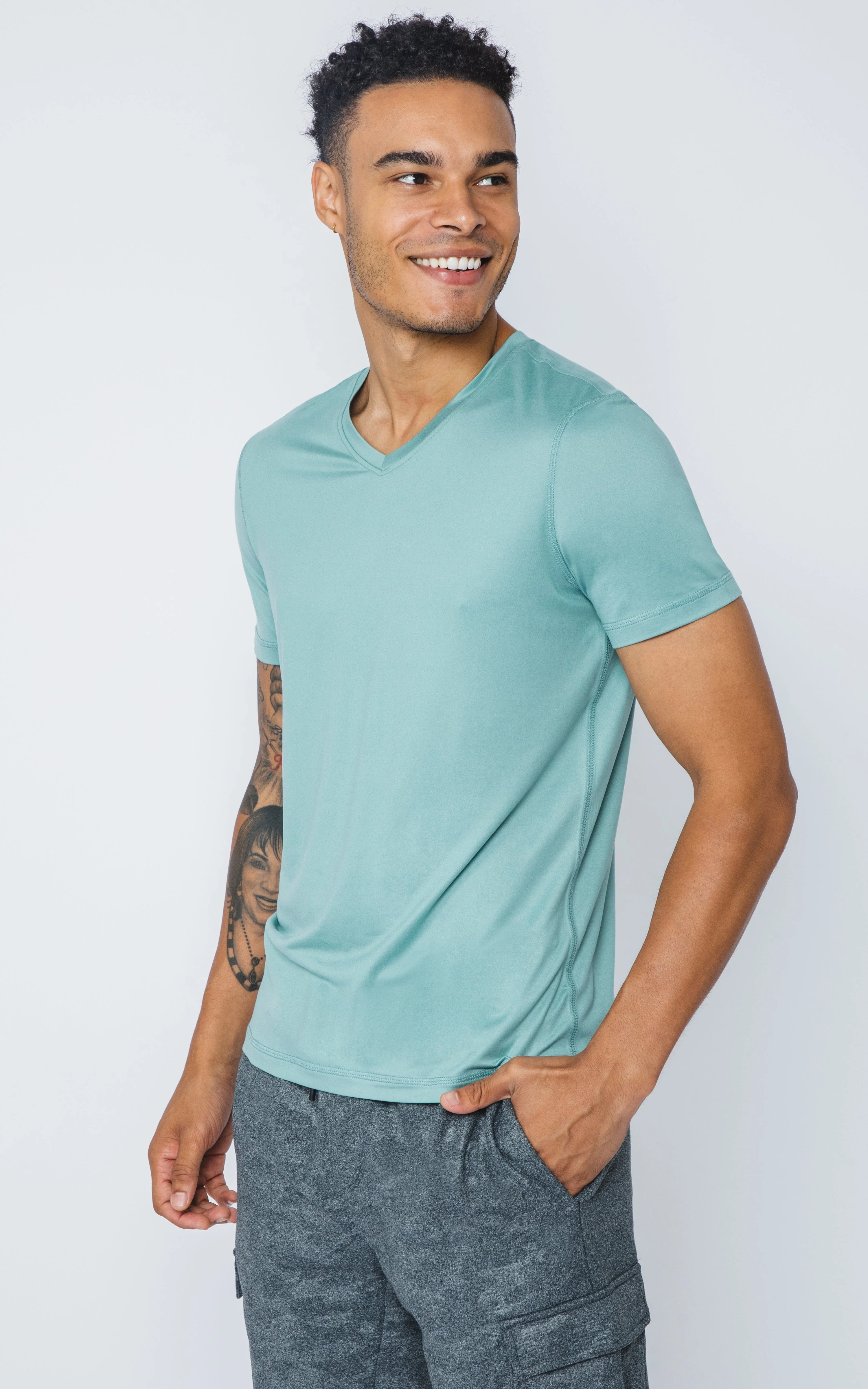 Mens V-Neck Short Sleeve Shirt - Image 6
