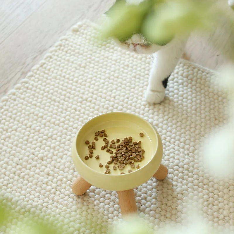Meoof Gulu Elevated Ceramic Pet Food Bowl with Wooden Stand - Image 22