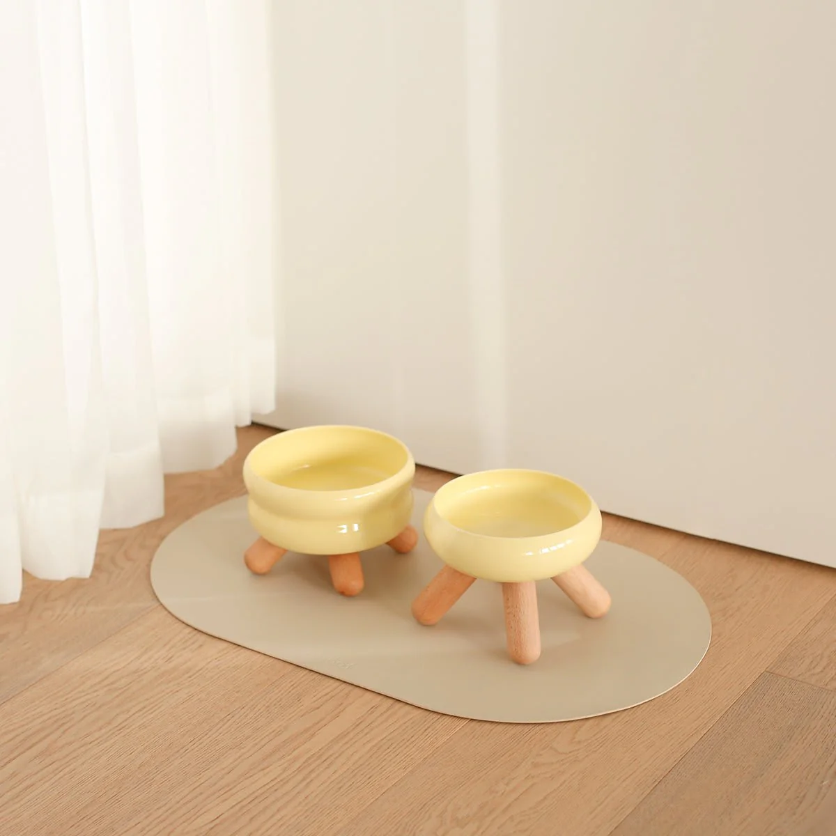 Meoof Gulu Elevated Ceramic Pet Water Bowl with Wooden Stand - Image 31