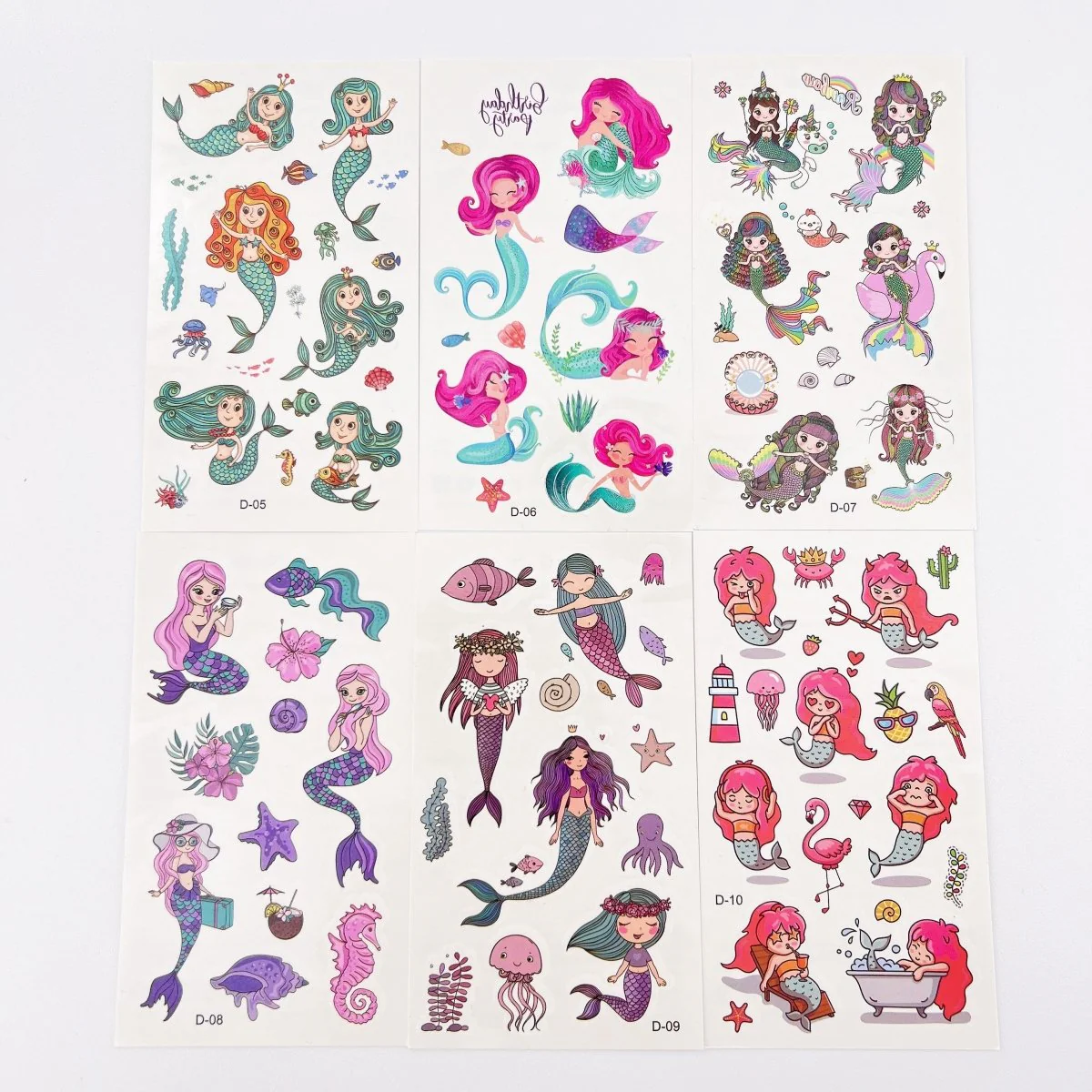 Mermaid Tattoos for Kids – 10 Sheets Party Favor Body Stickers - Image 5