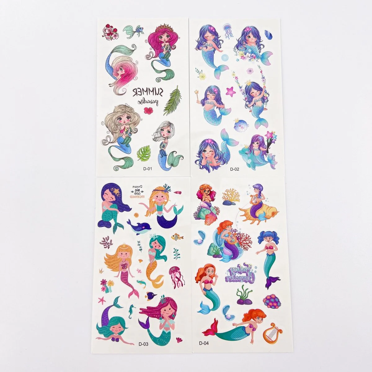 Mermaid Tattoos for Kids – 10 Sheets Party Favor Body Stickers - Image 6