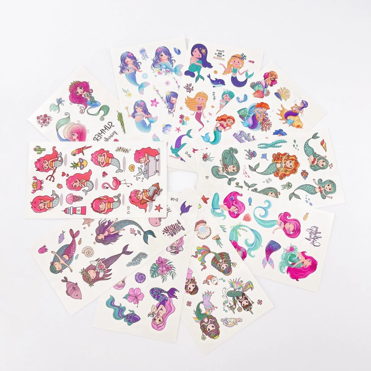 Mermaid Tattoos for Kids – 10 Sheets Party Favor Body Stickers - Image 8