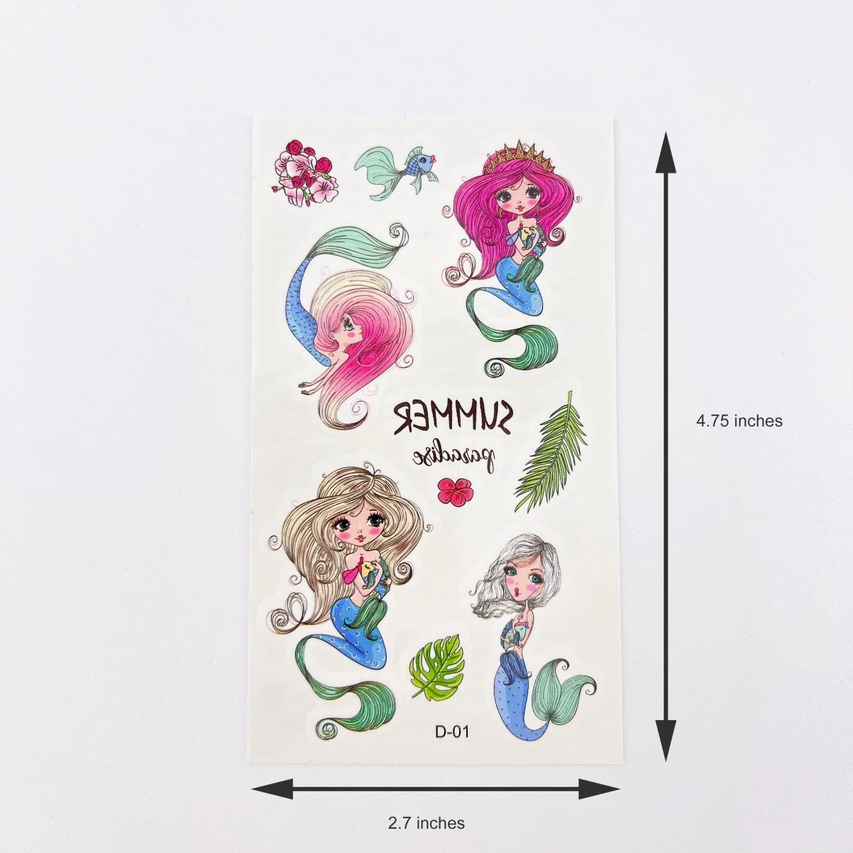 Mermaid Tattoos for Kids – 10 Sheets Party Favor Body Stickers - Image 9