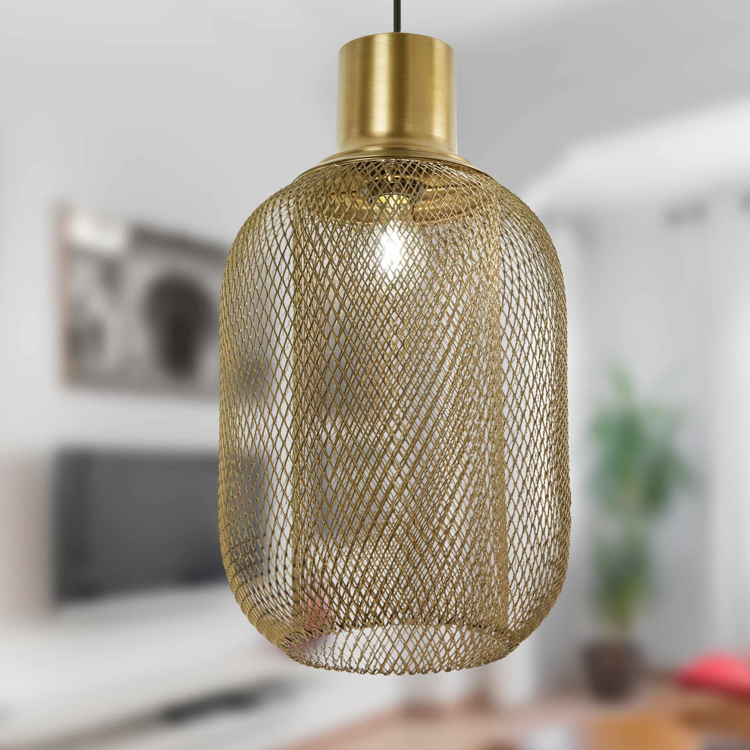 River of Goods Gold Mesh Oval Shade Pendant Light - Image 2