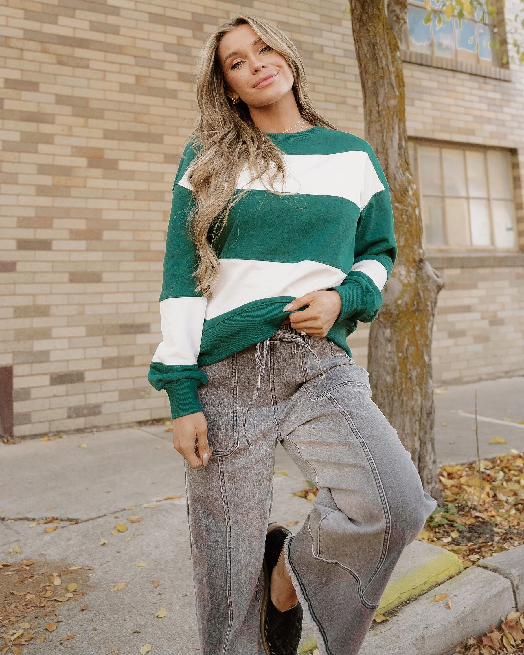 Mia Drop Shoulder Baggy Top - Evergreen - Image 4