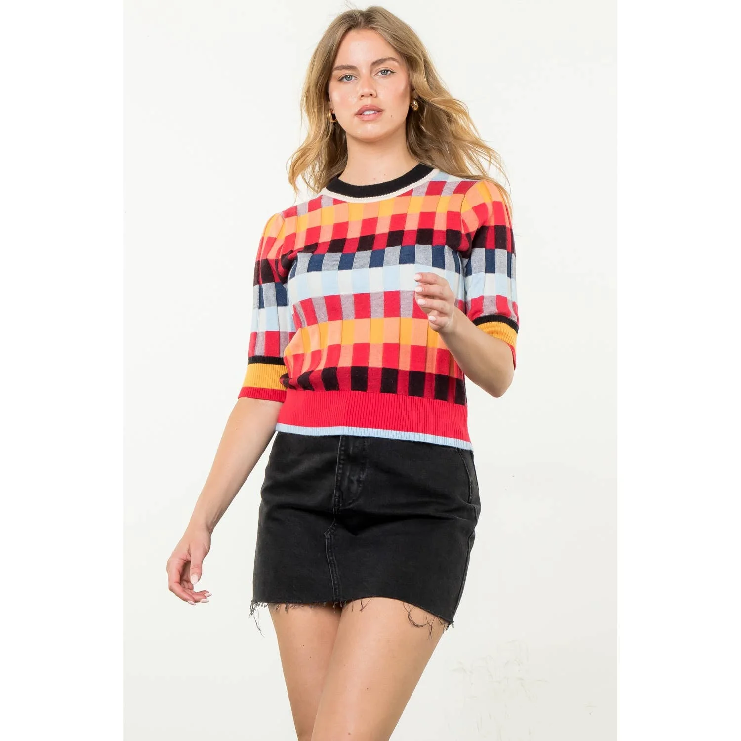 Michelle - Short Sleeve Textured Knit Top - Image 7