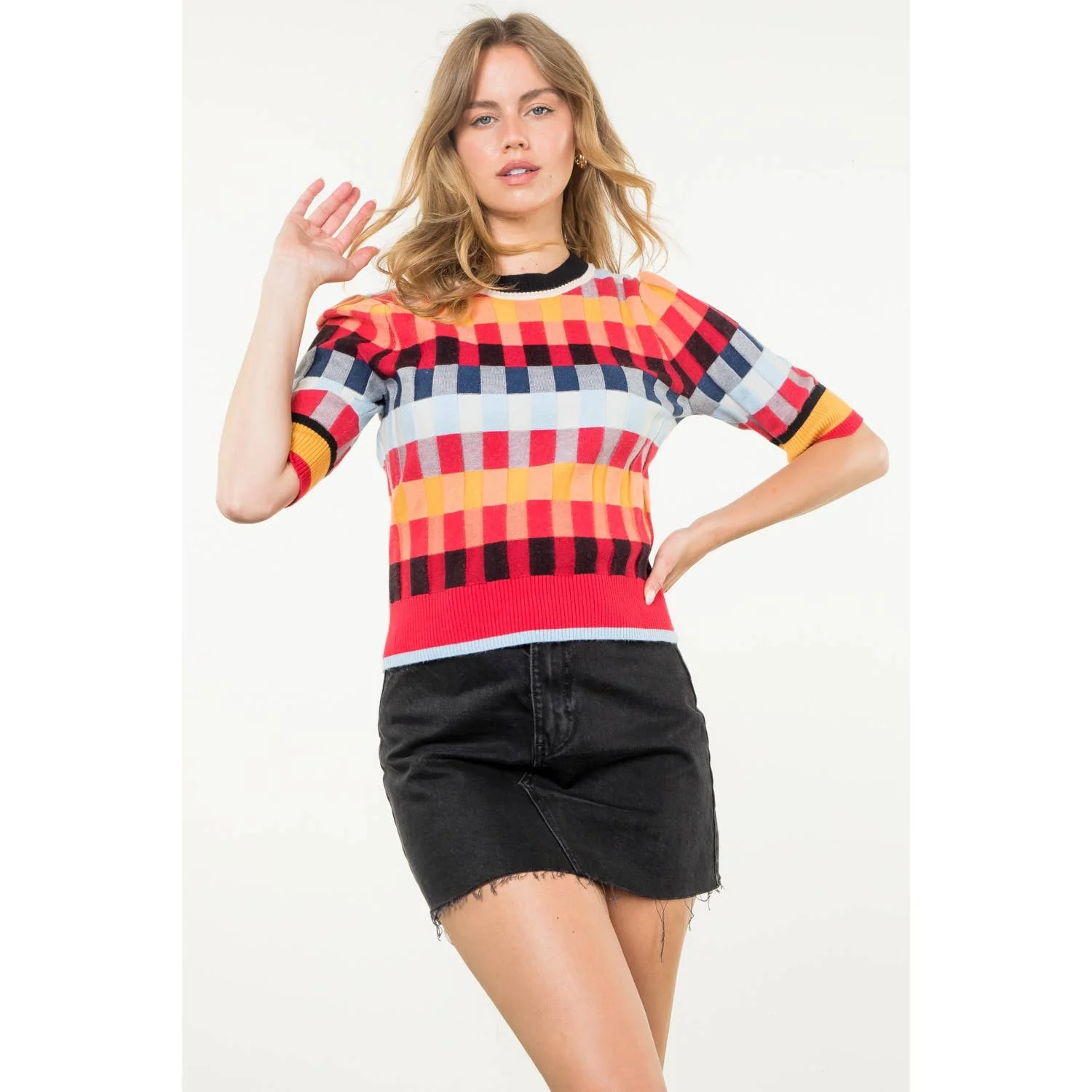 Michelle - Short Sleeve Textured Knit Top - Image 9