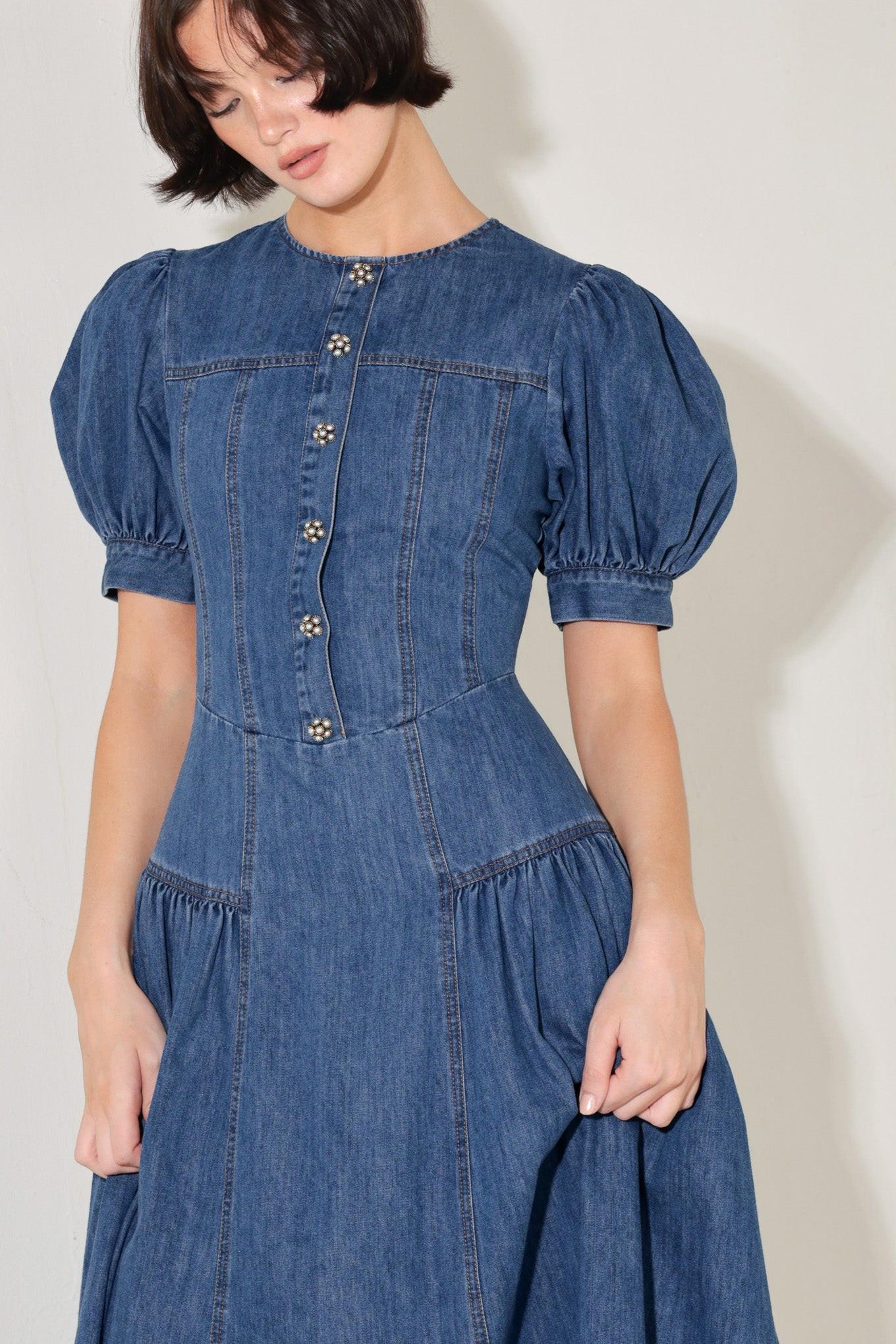 Midday in Blue Denim Midi Dress - Image 8