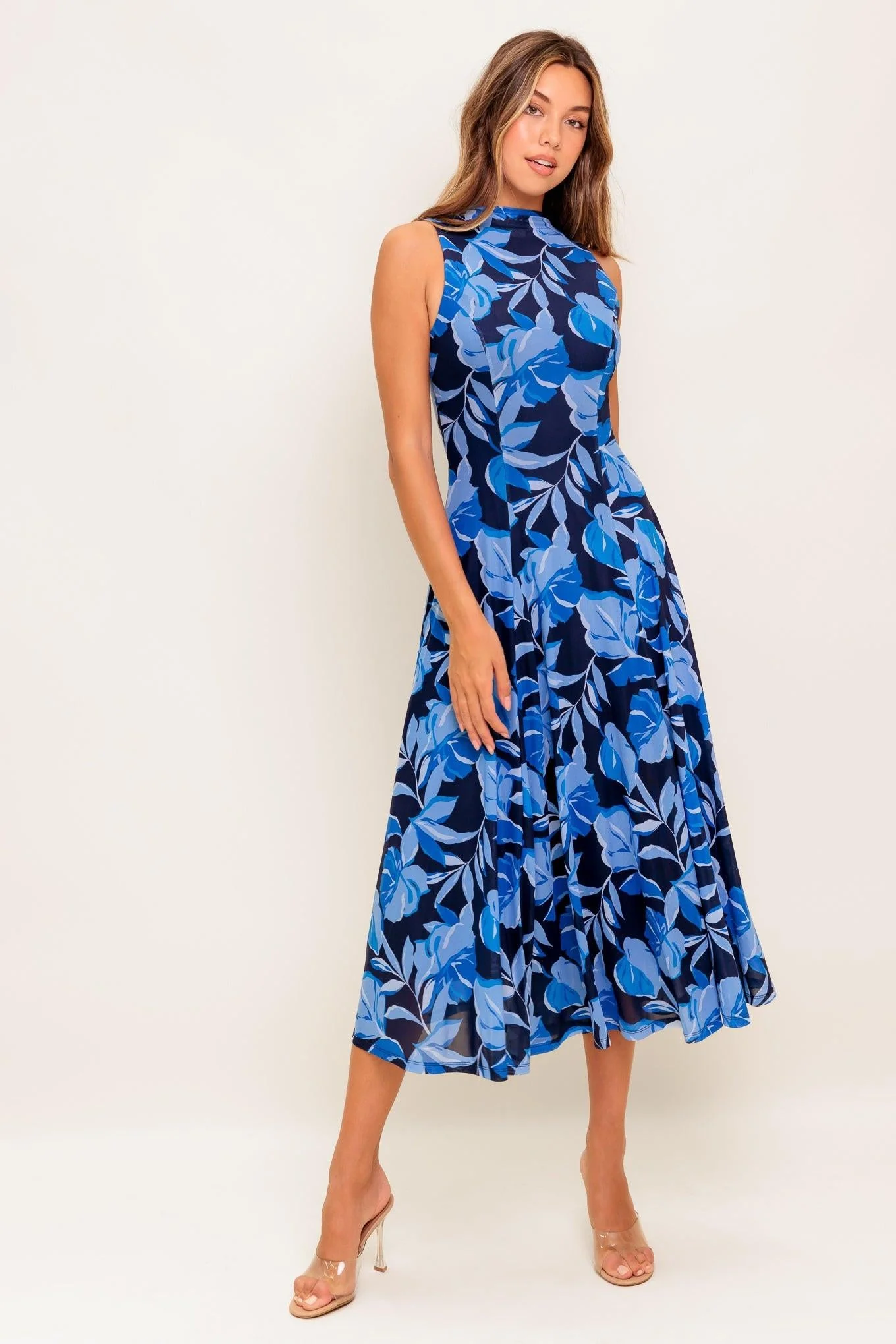 Midnight Bloom Woven Midi Dress - Image 4