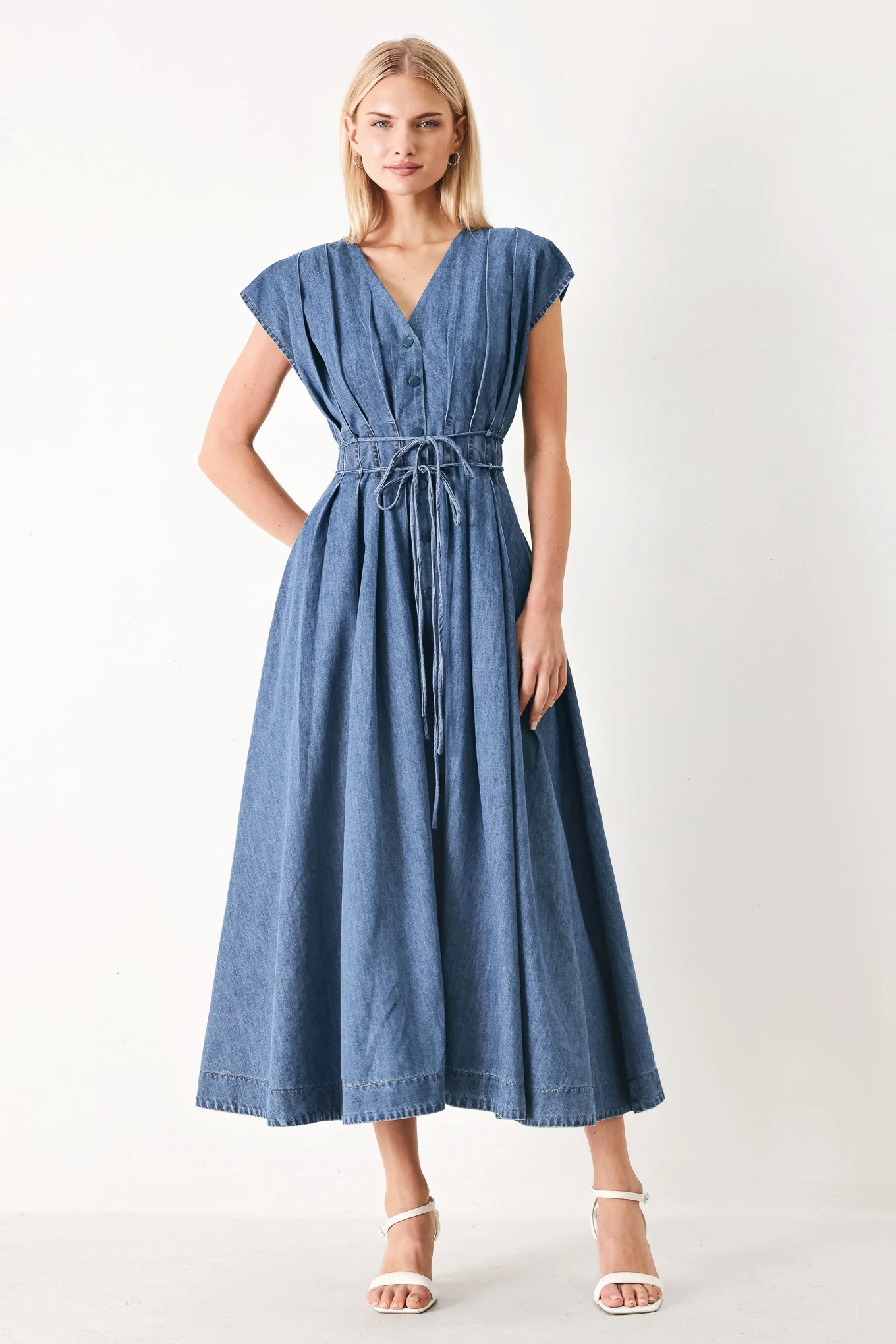 Midnight Flow Denim Midi Dress - Image 5