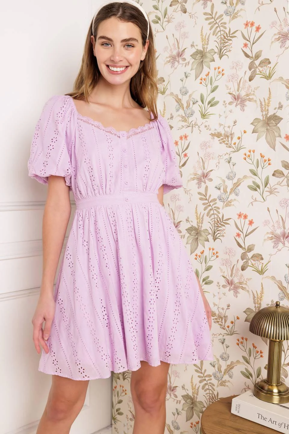 Midnight Mirage Gown Woven Eyelet Mini Dress - Image 6