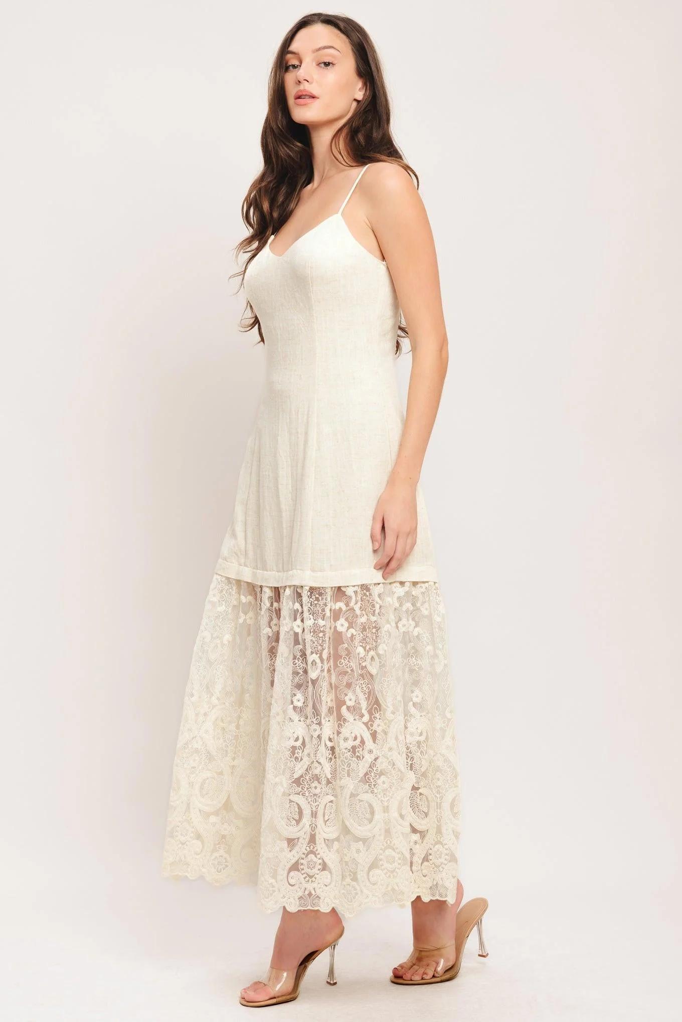 Milk Petal Woven Lace Midi Dress - Image 6
