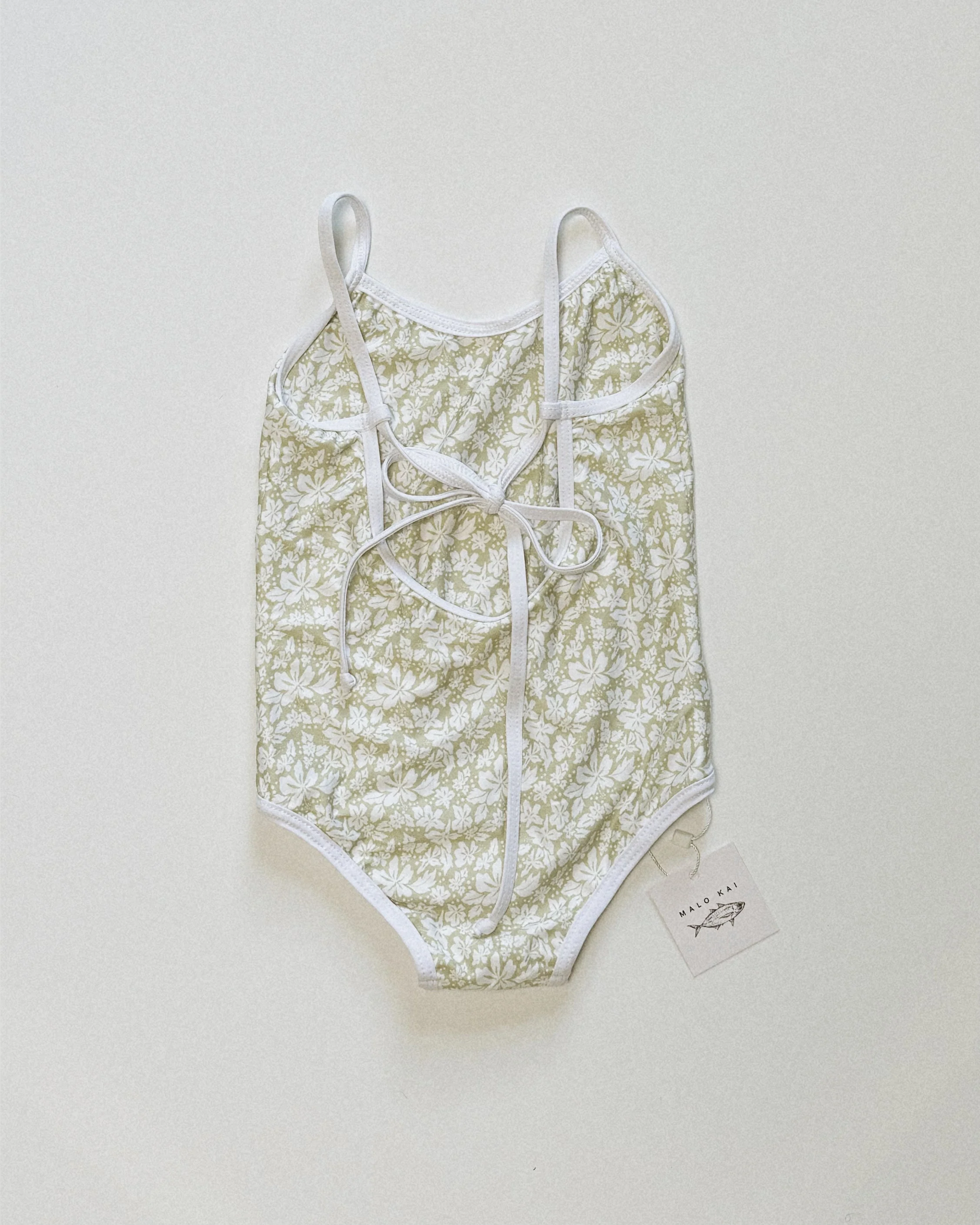 Millie One Piece Kids Swimsuit - Green Hibiscus - Image 2