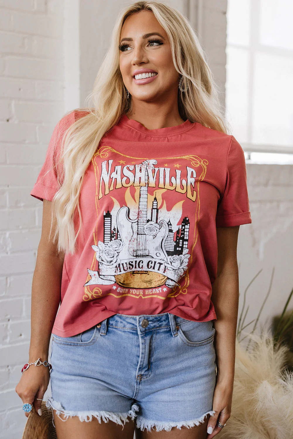Mineral Red Nashville Music City Graphic Retro Fashion Tee - Image 13