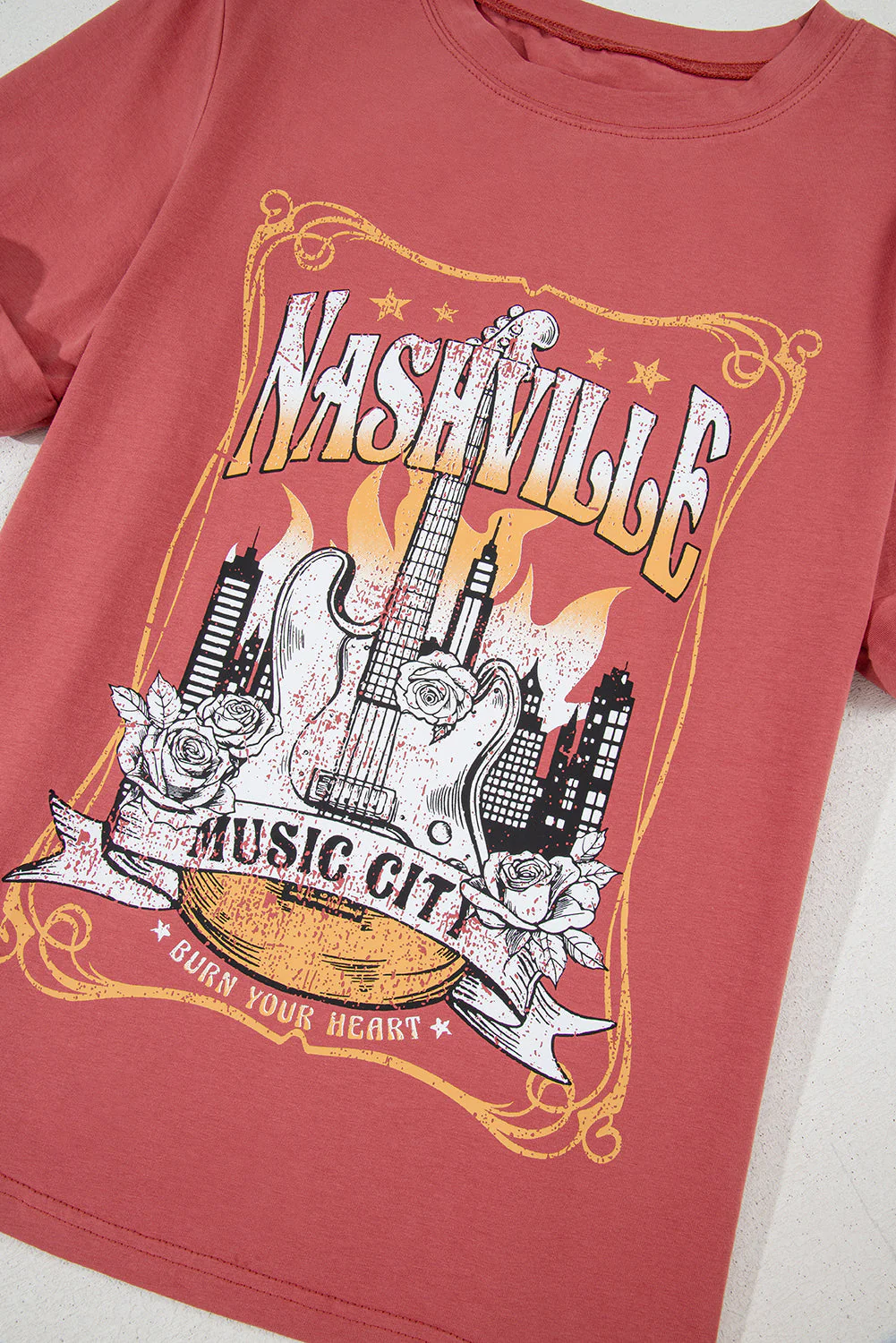 Mineral Red Nashville Music City Graphic Retro Fashion Tee - Image 6