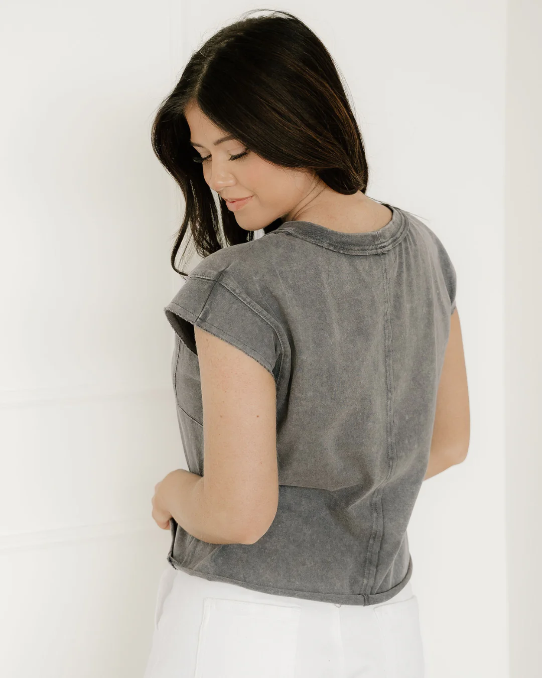 Mineral Wash Boxy Fit Cotton Tank Top - Gray - Image 8