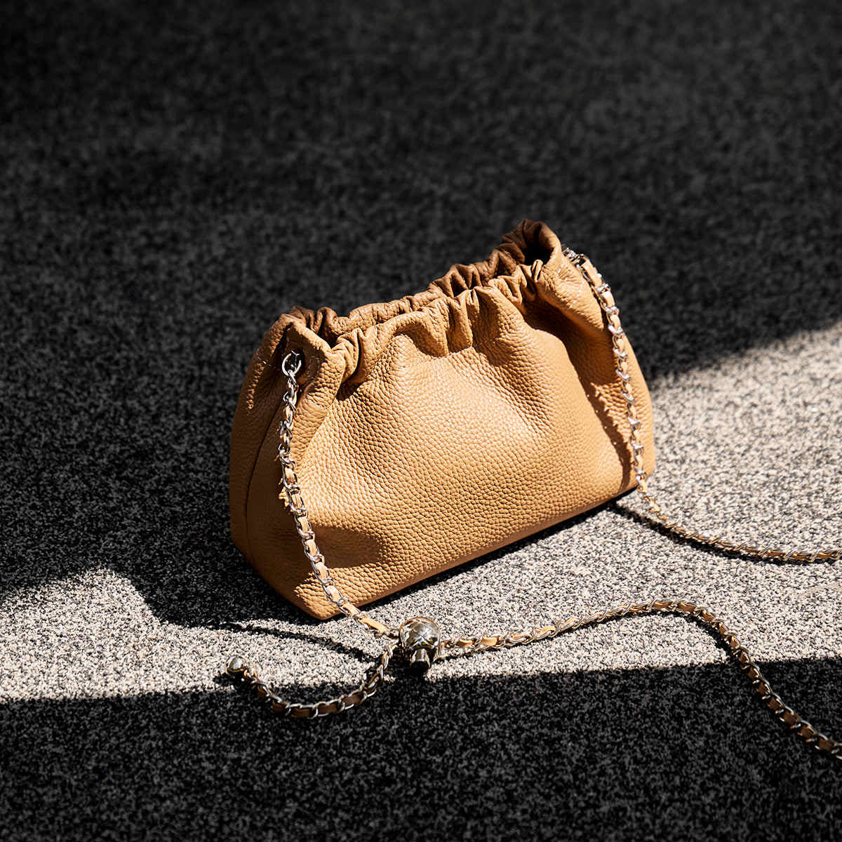 Mini Dumpling Leather Clutch Crossbody Bag - Image 8