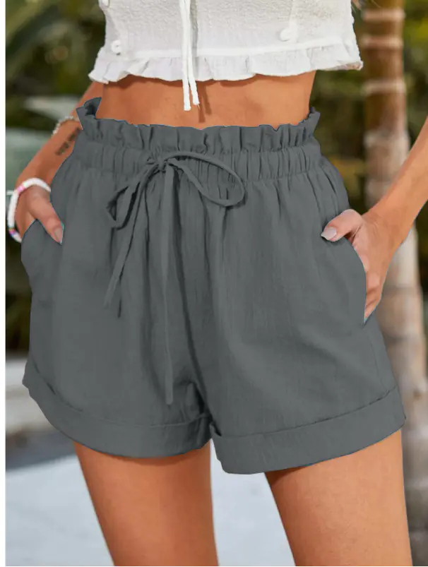 Minimalist Women's Drawstring Shorts with Pockets - Image 5